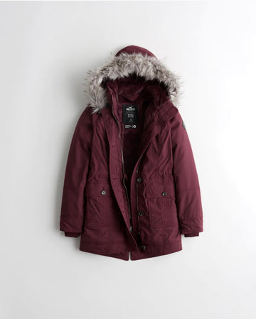 Teddy-Lined Parka Burgundy