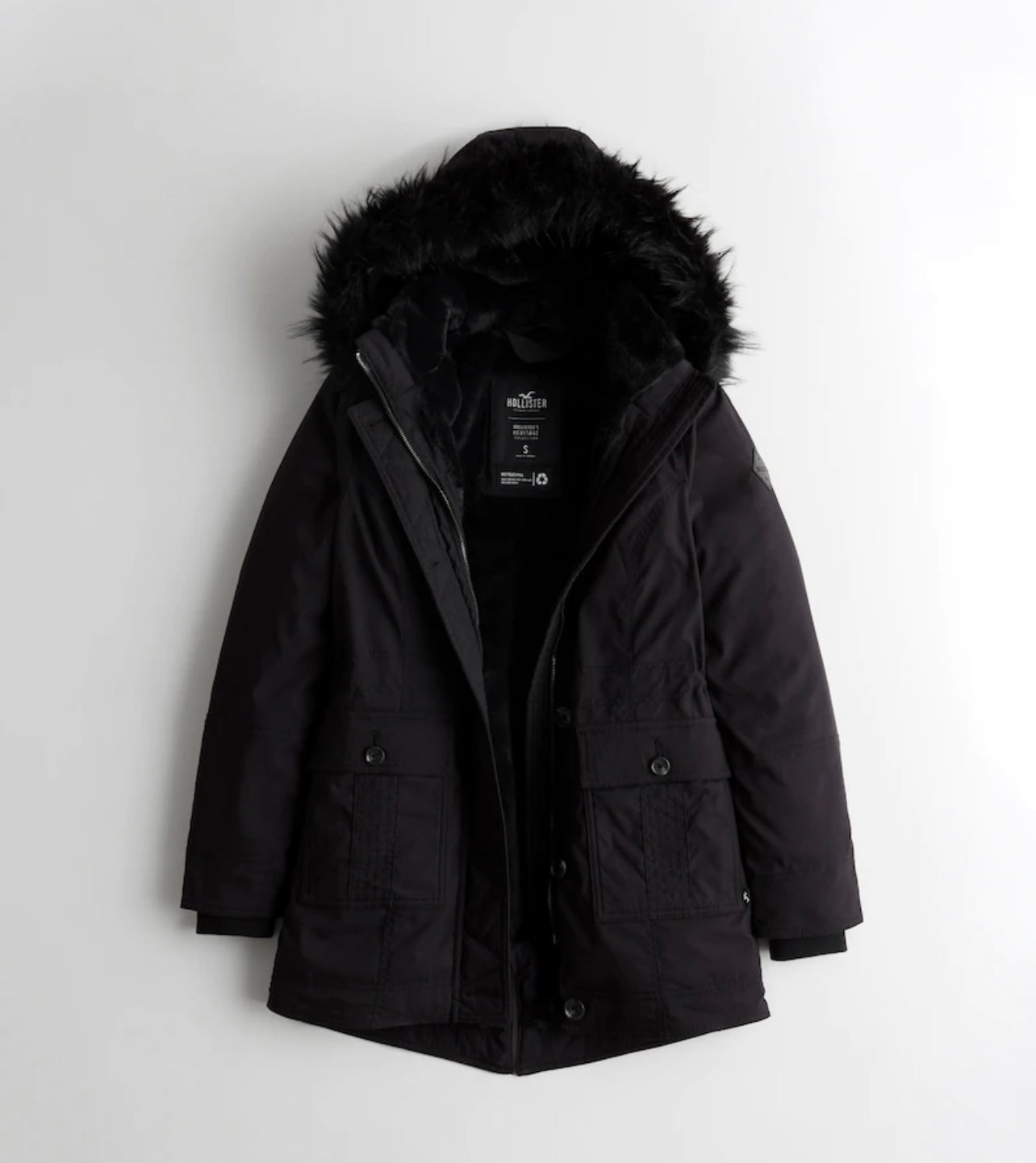 Teddy-Lined Parka Black