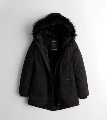 Teddy-Lined Parka Black