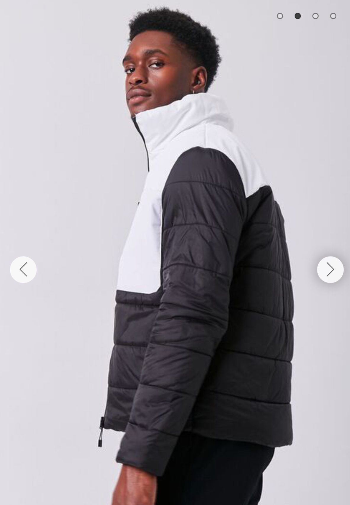 Colorblock Puffer Jacket BLACK/WHITE