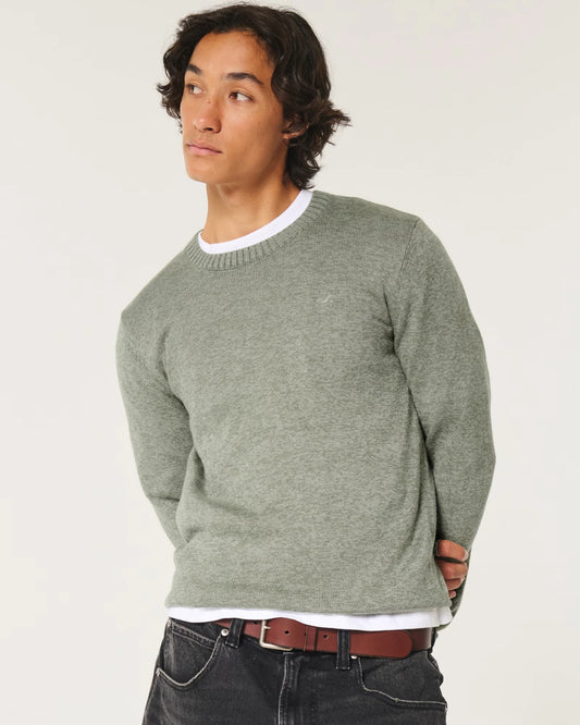 Jersey Crew Sweater Heather Olive
