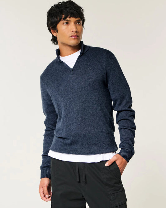 Quarter-Zip Icon Sweater Heather Navy