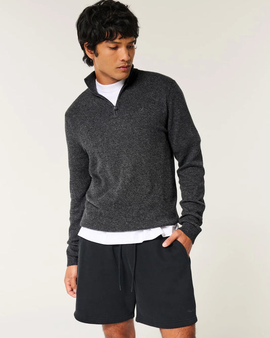 Quarter-Zip Icon Sweater Heather Black