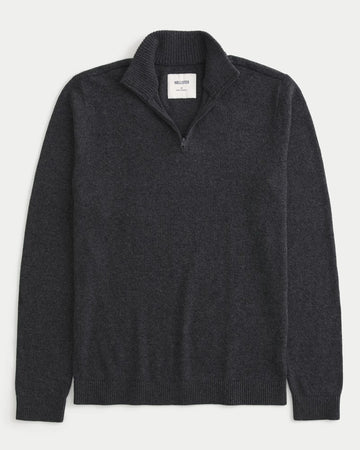 Quarter-Zip Icon Sweater Heather Black