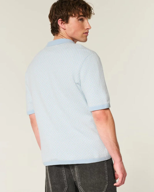 Short-Sleeve Sweater Polo TEAL PATTERN