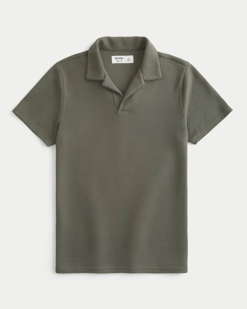Textural Knit Polo Olive