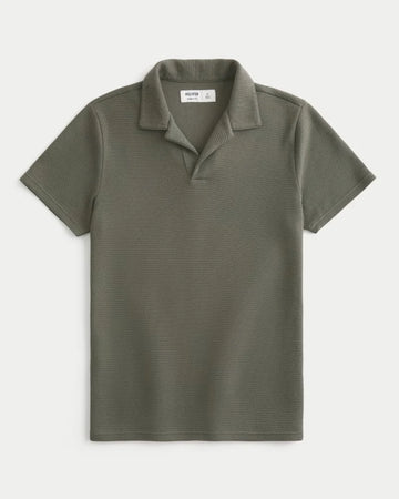 Textural Knit Polo Olive