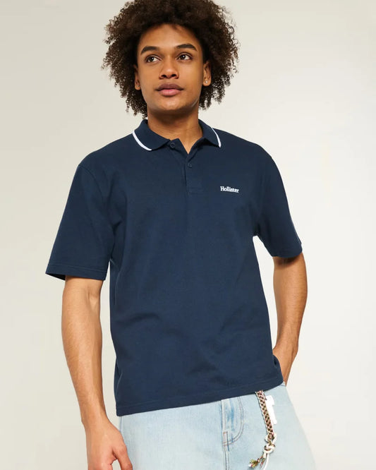 Hollister Relaxed Logo Polo Navy