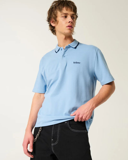 Hollister Relaxed Logo Polo Light Blue