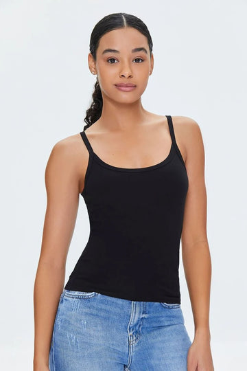 Cotton Thick-Strap Cami Black