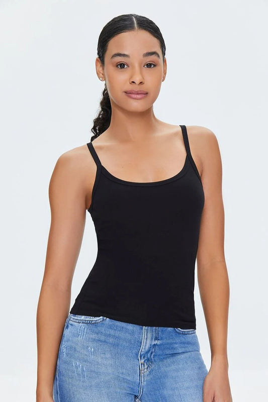 Cotton Thick-Strap Cami Black