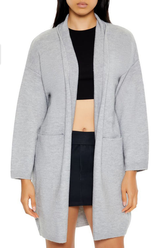 Open-Front Cardigan Sweater Grey
