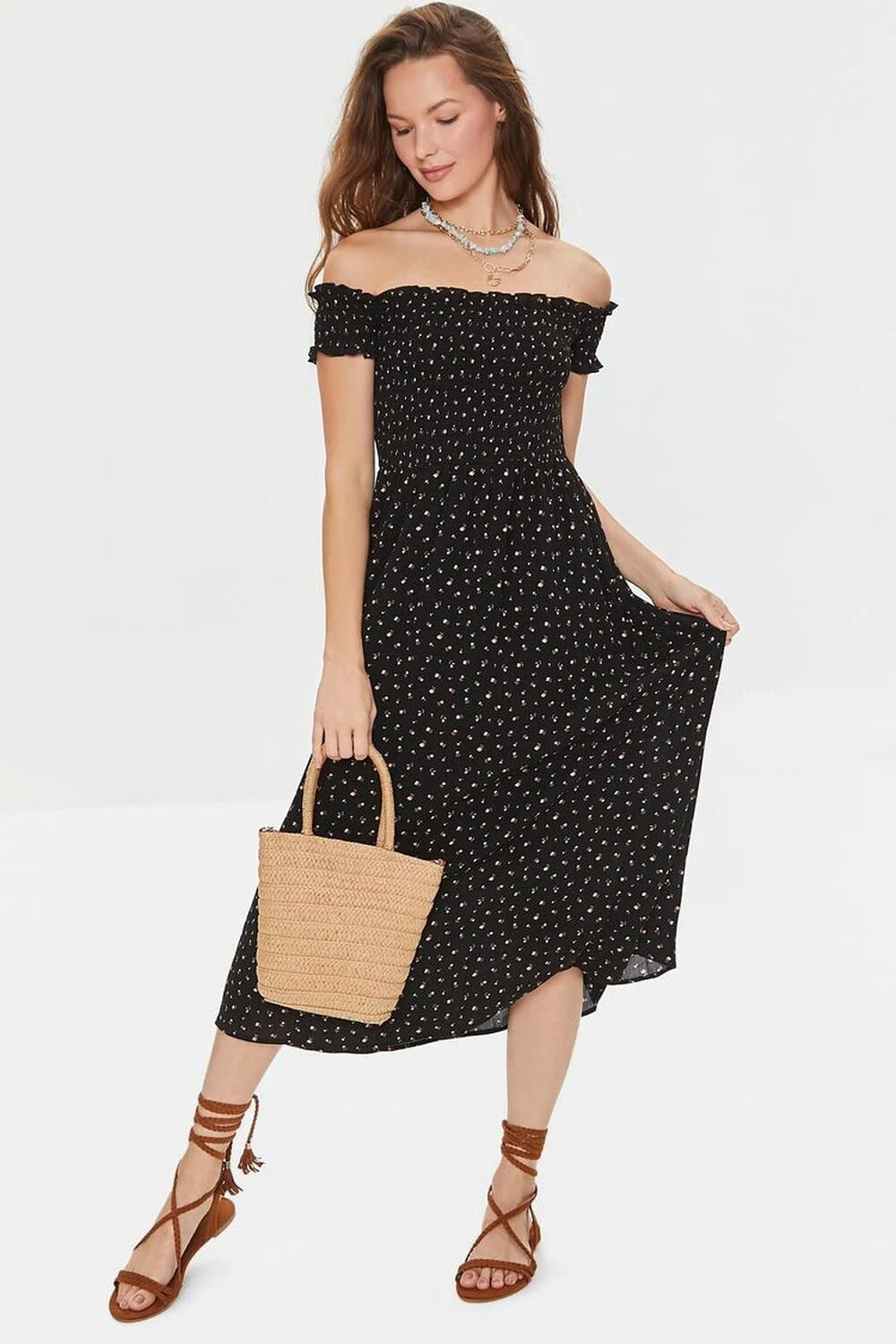 Floral Off-the-Shoulder Black /Pink