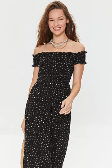 Floral Off-the-Shoulder Black /Pink