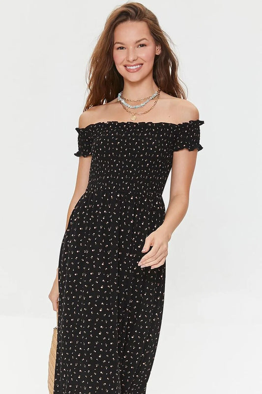 Floral Off-the-Shoulder Black /Pink