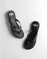 FAUX LEATHER FLIP FLOPS Black