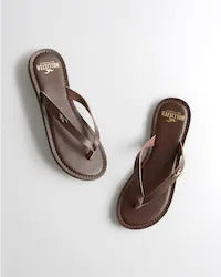FAUX LEATHER FLIP FLOPS Dark Brown
