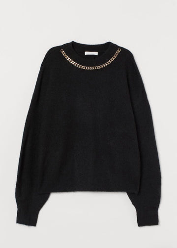 Chain-detail Sweater Black