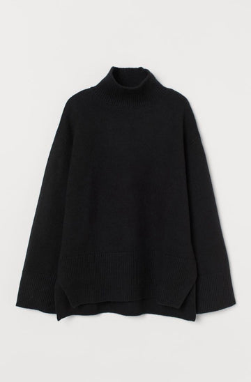 Knit Turtleneck Sweater Dark Gray Melange