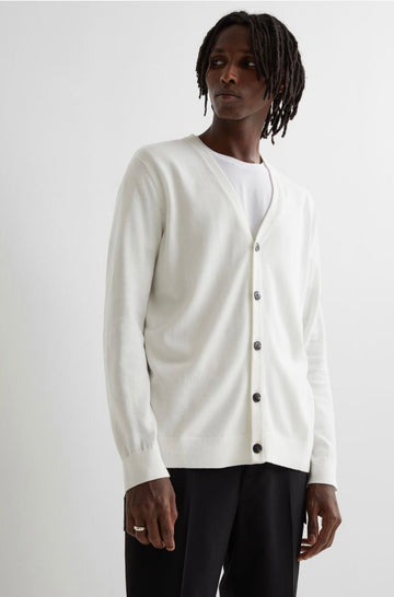 Men Cardigan White
