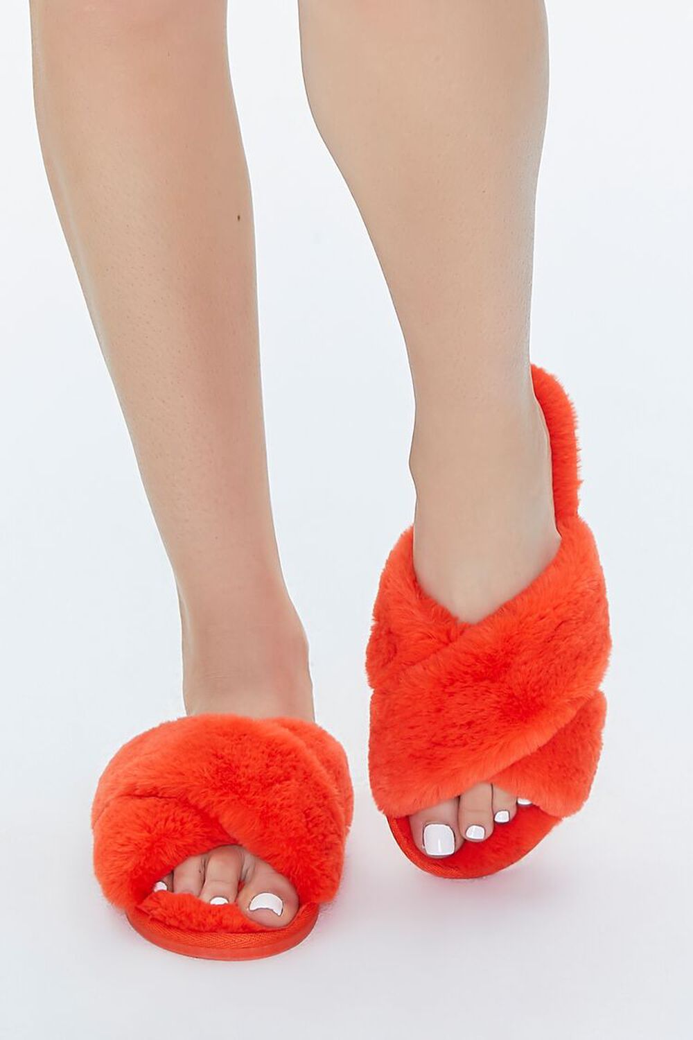 Plush Open-Toe Crisscross Slippers