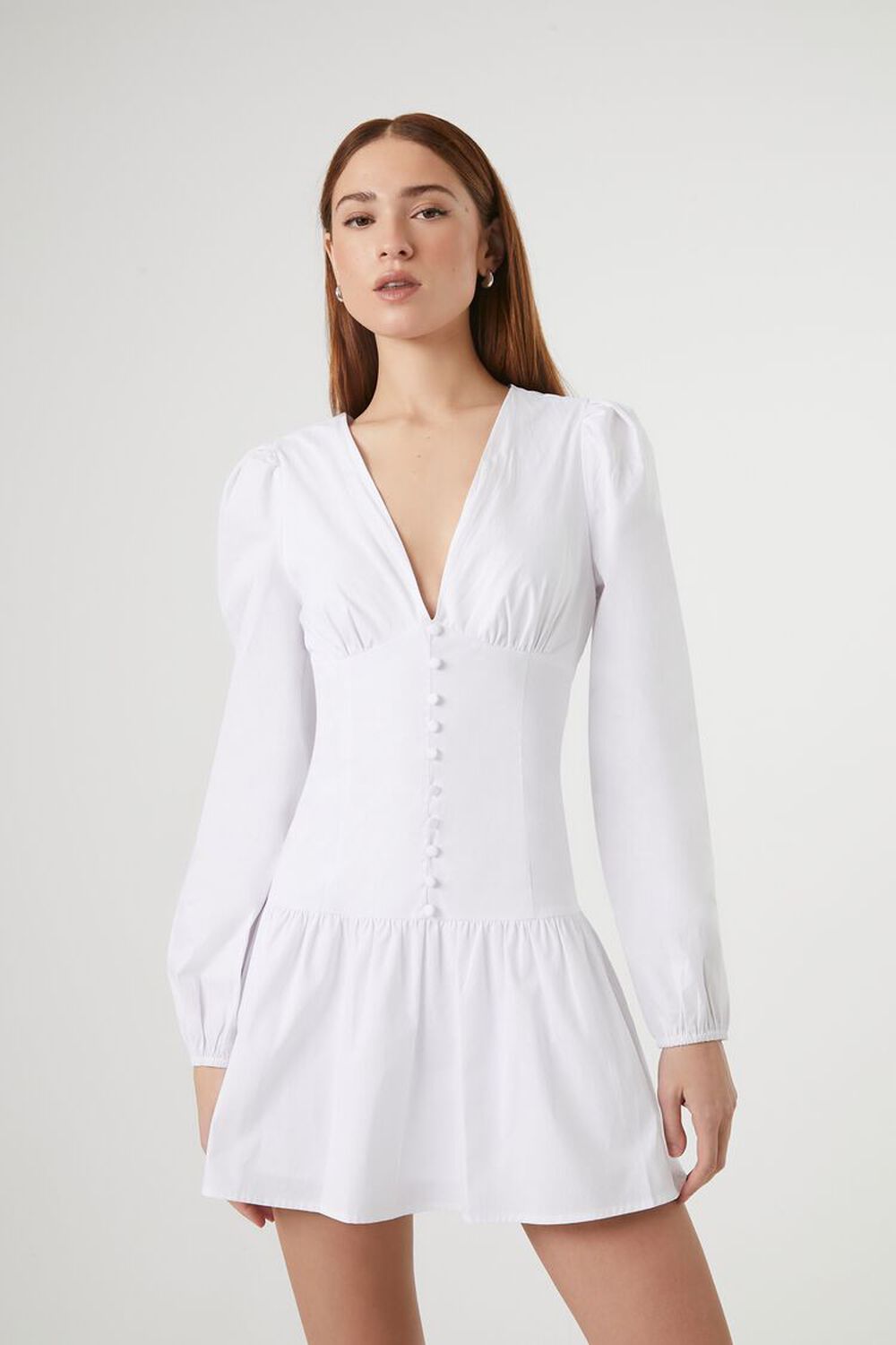 Poplin Button-Front Mini Dress