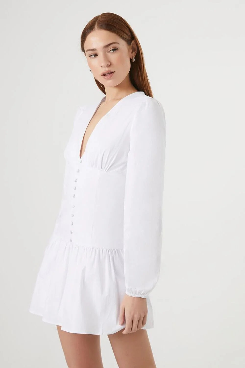 Poplin Button-Front Mini Dress