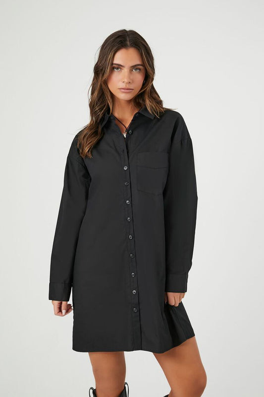 Poplin Shift Shirt Dress