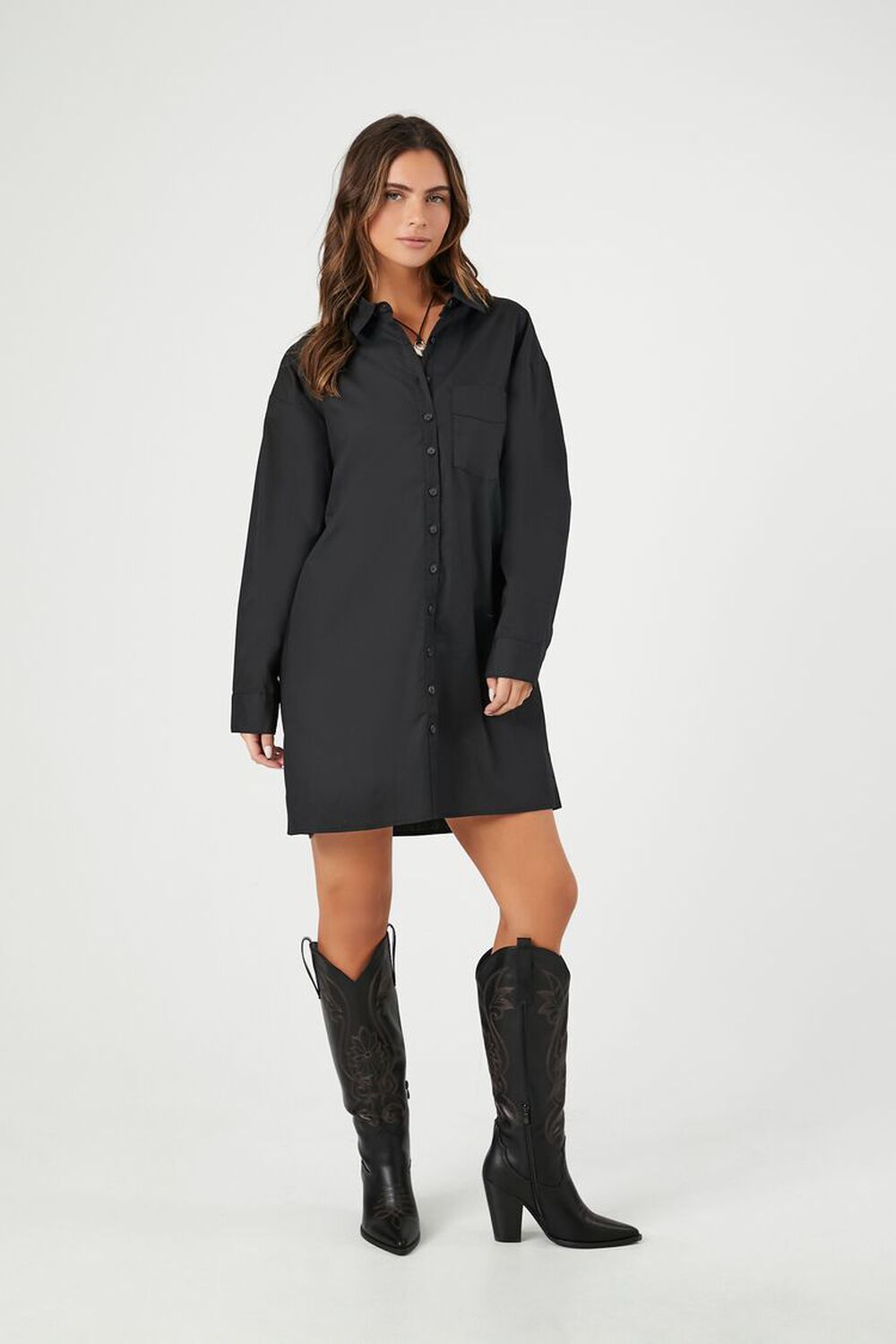 Poplin Shift Shirt Dress