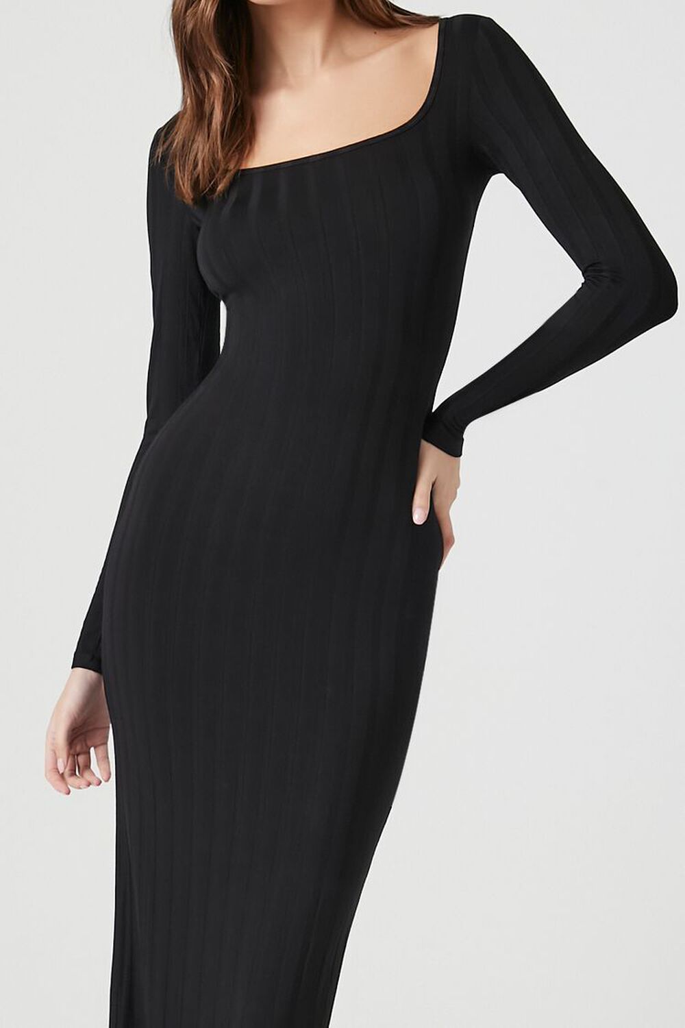 Ribbed Knit Square-Neck Maxi Dress