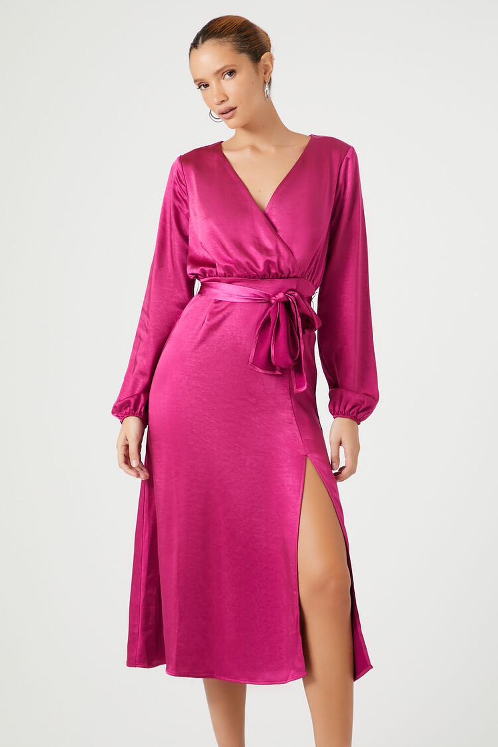 Satin Maxi Wrap Dress