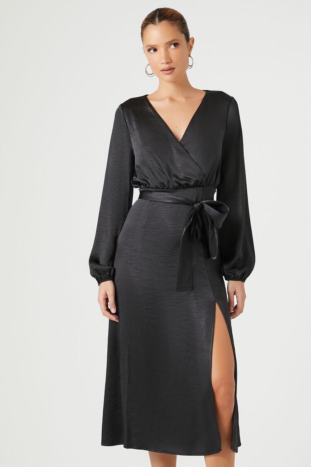 Satin Maxi Wrap Dress