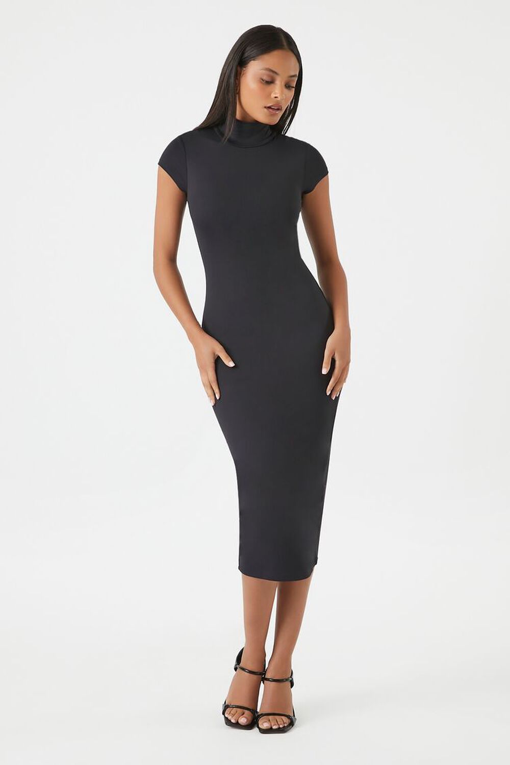 Turtleneck Bodycon Contour Sculpt Midi Dress