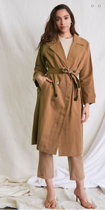 Twill Double-Breasted Trench Coat Camel