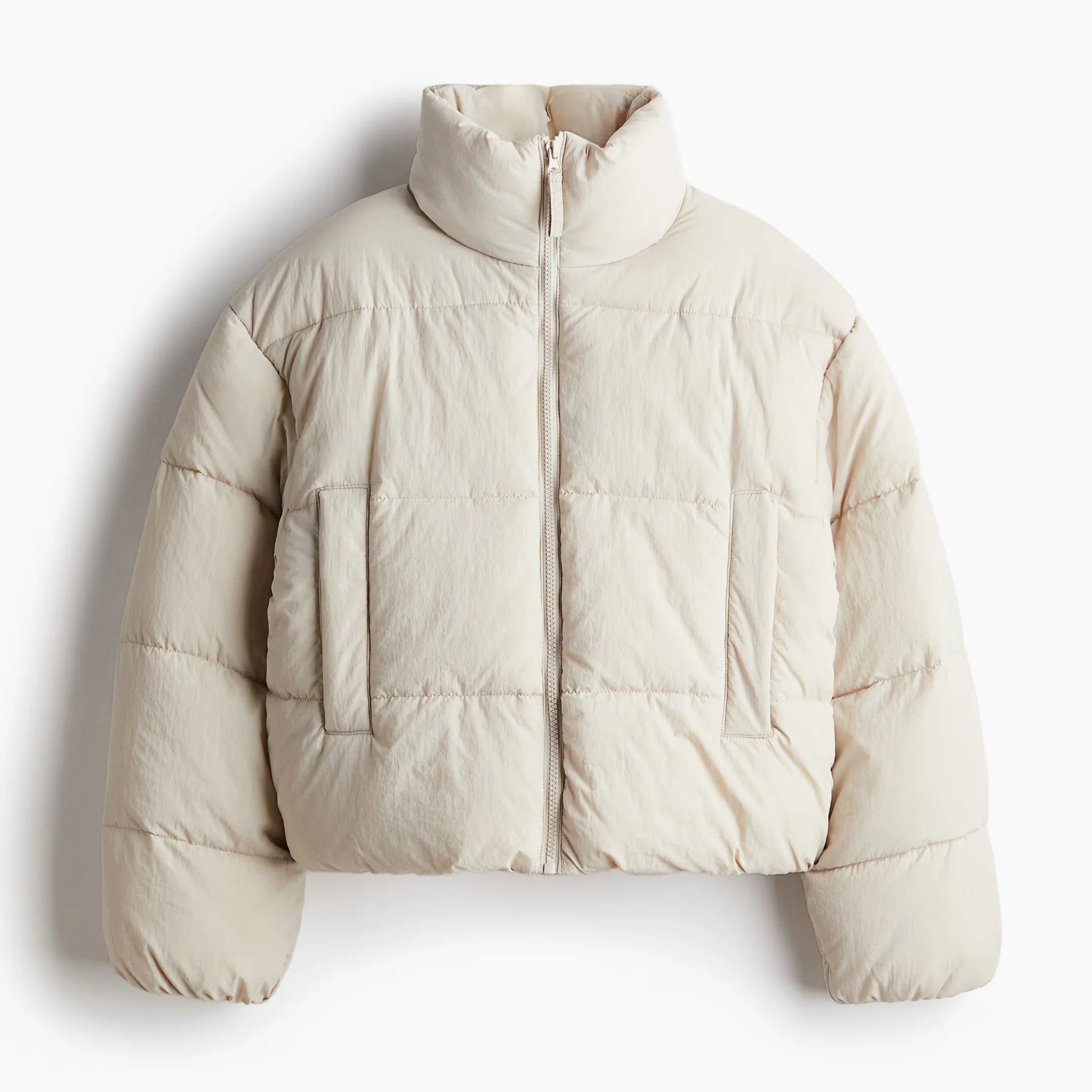 Short Puffer Jacket Light Beige