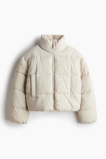 Short Puffer Jacket Light Beige