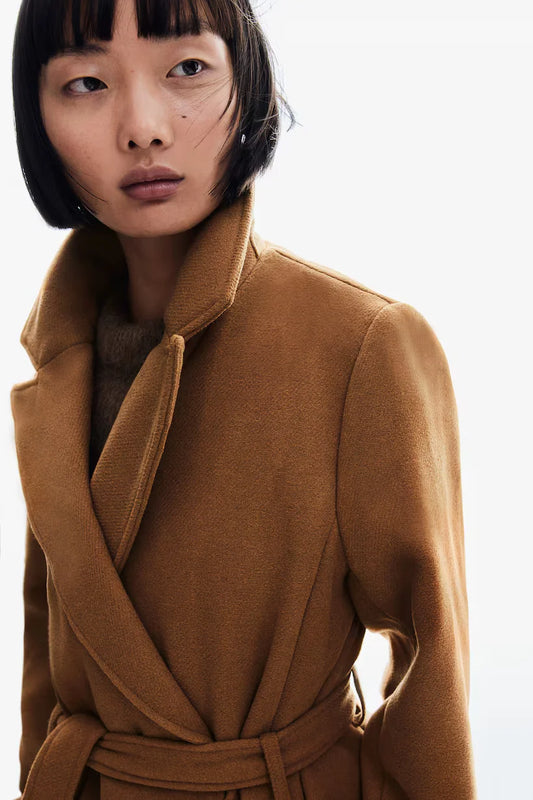Tie Belt Coat Dark Beige