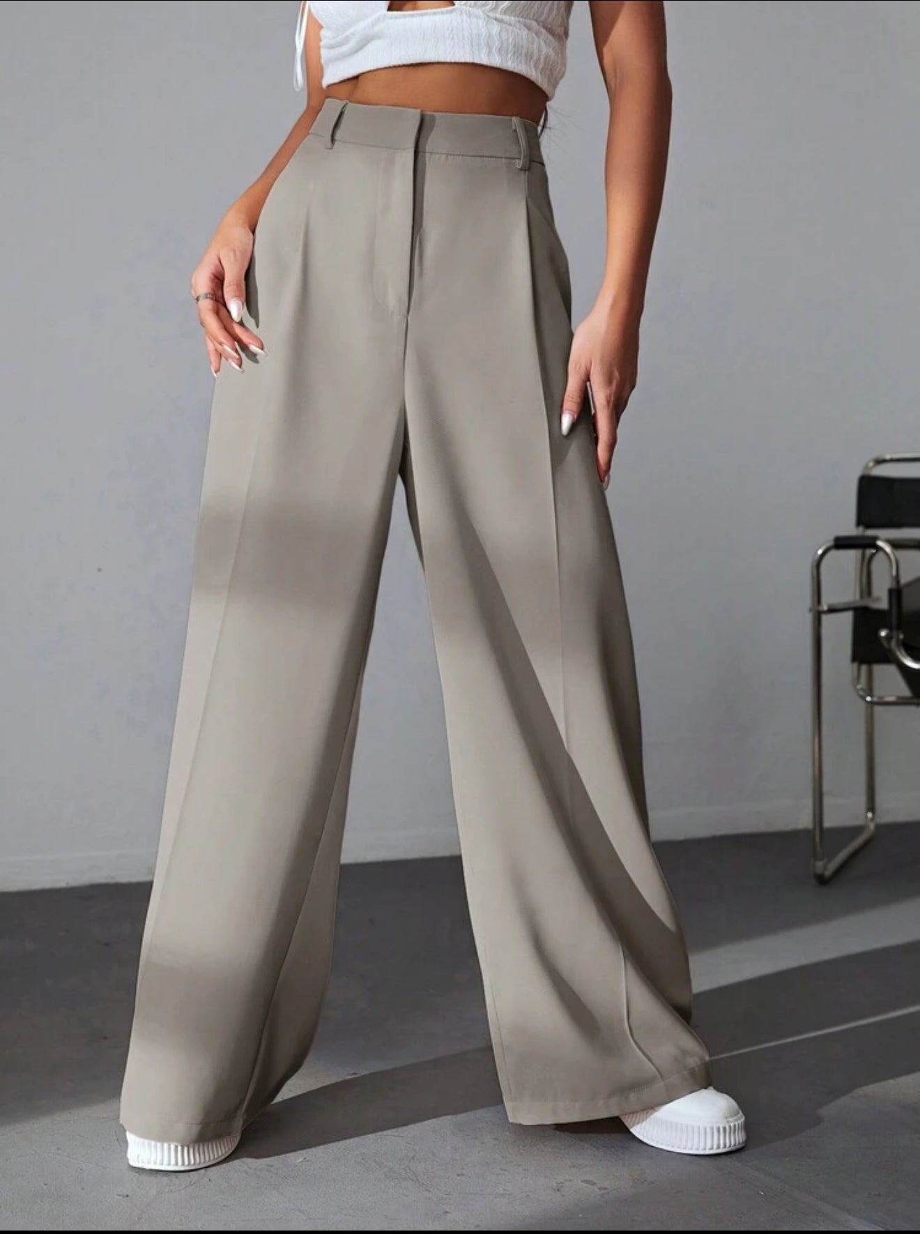 SHEIN Casual Pants Light Grey