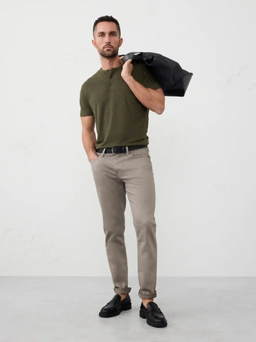 Banana Republic Linen-Blend Henley Earthen Green