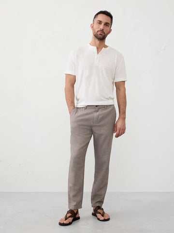 Banana Republic Linen-Blend Henley Off White