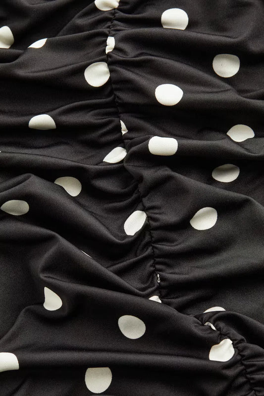 Gathered Bodycon Black/dotted