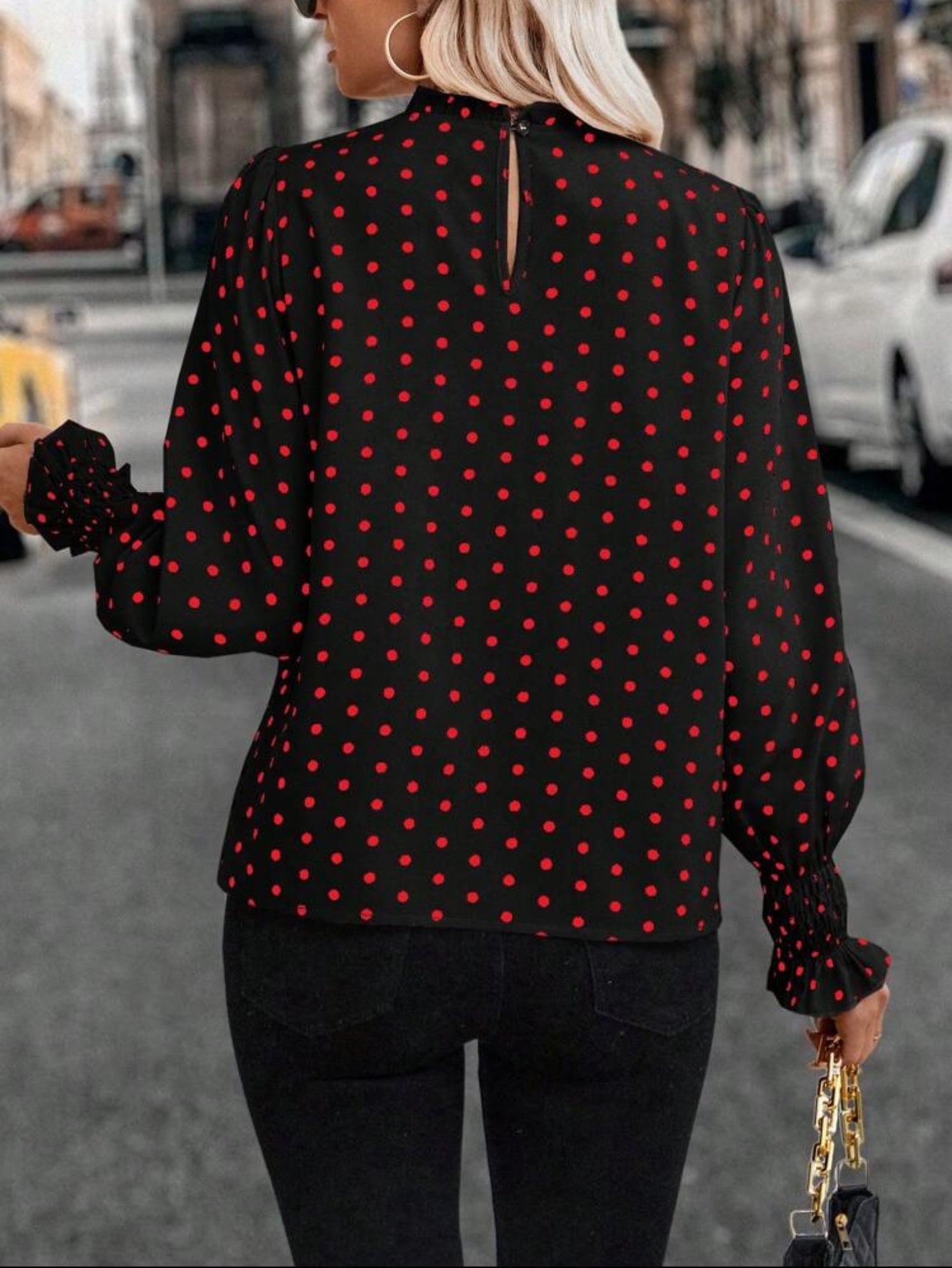 SHEIN LUNE Polka Dot Black