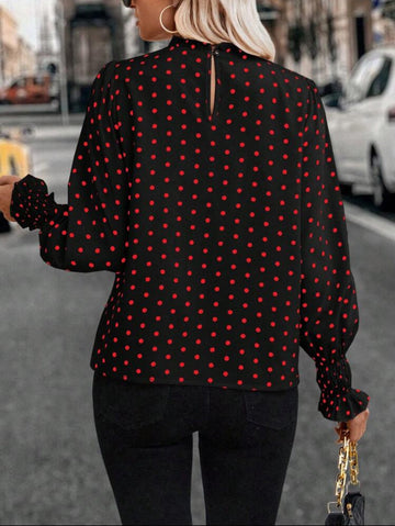 SHEIN LUNE Polka Dot Black