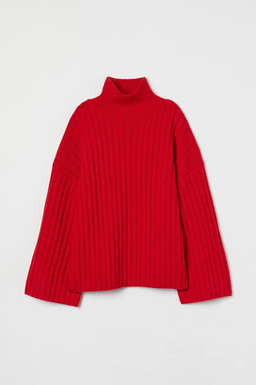 Rib-knit Sweater Bright Red