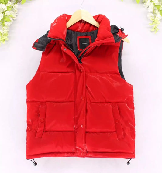 Hooded Puffer Vest Red